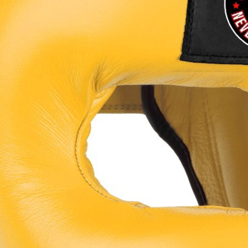 FTF (FEAR THE FIGHTER) Traditional Headgear With Face-Saver Bar Yellow